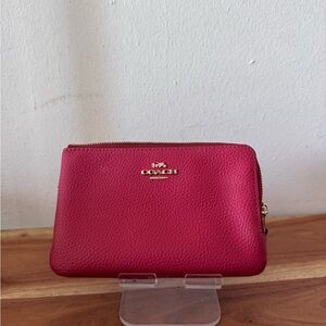 Coach Red Double Zip Wristlet